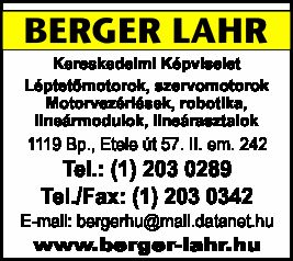 BERGER LAHR KERESKEDELMI KÉPVISELET