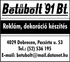 BETŰBOLT '91 BT.