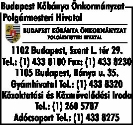 BUDAPEST KŐBÁNYA ÖNKORMÁNYZAT POLGÁRMESTERI HIVATALA