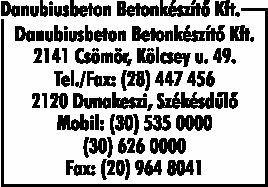 DANUBIUSBETON BETONKÉSZÍTŐ KFT.