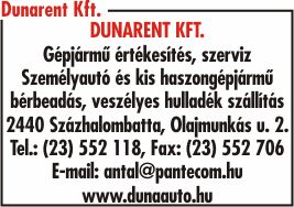 DUNARENT KÖZÚTI SZOLGÁLTATÓ ÉS SZERVIZ KFT.