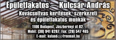 ÉPÜLETLAKATOS - KULCSÁR ANDRÁS