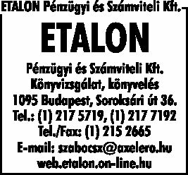 ETALON PÉNZÜGYI ÉS SZÁMVITELI KFT.