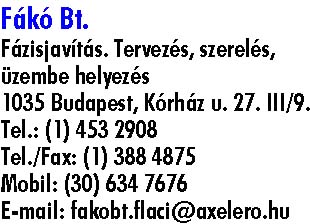 FÁKÓ ELEKTROMOS IPARI SZOLGÁLTATÓ BT.