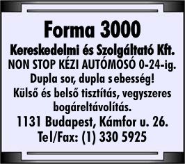 FORMA 3000 KERESKEDELMI ÉS SZOLGÁLTATÓ KFT.