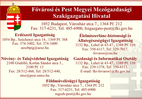 FŐVÁROSI ÉS PEST MEGYEI MEZŐGAZDASÁGI SZAKIGAZGATÁSI HIVATAL