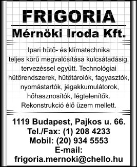 FRIGORIA MÉRNÖKI IRODA KFT.