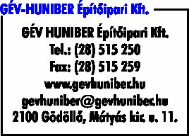 GÉV-HUNIBER ÉPÍTŐIPARI KFT.