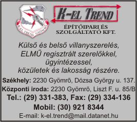 K-EL TREND ÉPÍTŐIPARI ÉS SZOLGÁLTATÓ KFT.