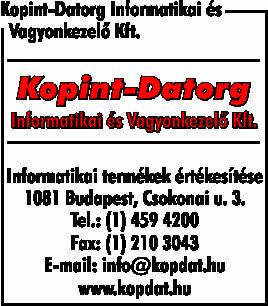 KOPINT-DATORG VAGYONKEZELŐ ÉS INFORMATIKAI KFT.