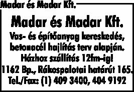 MADAR ÉS MADAR KFT.