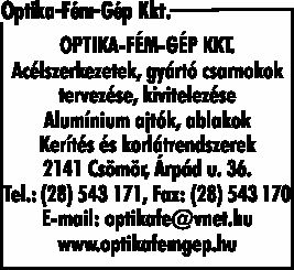 OPTIKA-FÉM-GÉP KKT.