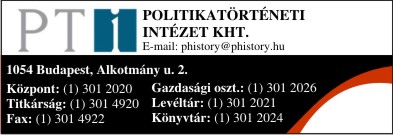 POLITIKATÖRTÉNETI INTÉZET KHT.