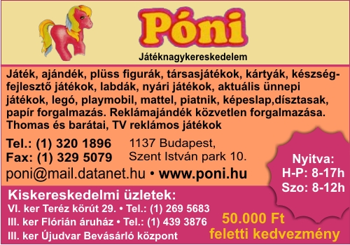 PÓNI JÁTÉKNAGYKERESKEDÉS