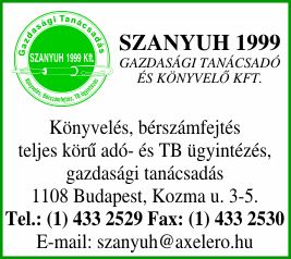 SZANYUH 1999 GAZDASÁGI TANÁCSADÓ ÉS KÖNYVELŐ KFT.