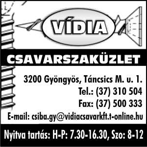 VÍDIA CSAVARSZAKÜZLET