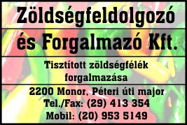 ZÖLDSÉGFELDOLGOZÓ ÉS FORGALMAZÓ KFT.